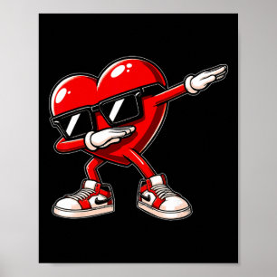 Valentine's Day Heart Dabbing Boys Girls Kids Vale Poster