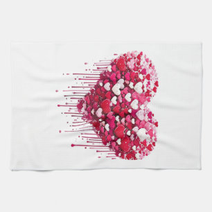 Valentine's Day Heart Designs Splatter Paint Art Tea Towel