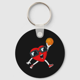Valentines Day Heart Dunking A Basketball Boys Gir Key Ring
