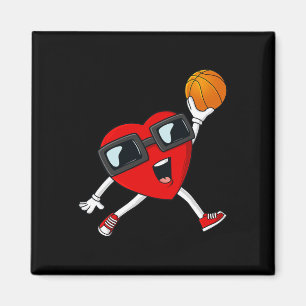Valentines Day Heart Dunking A Basketball Boys Gir Magnet