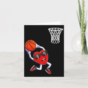 Valentines day heart dunking basketball boys girls card
