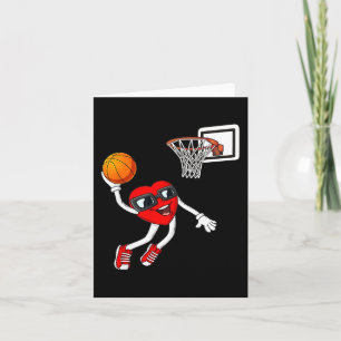 Valentines Day Heart Dunking Basketball Boys Girls Card