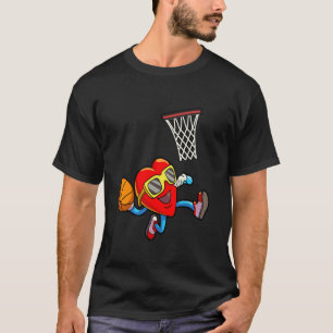 Valentines Day Heart Dunking Basketball Boys Girls T-Shirt