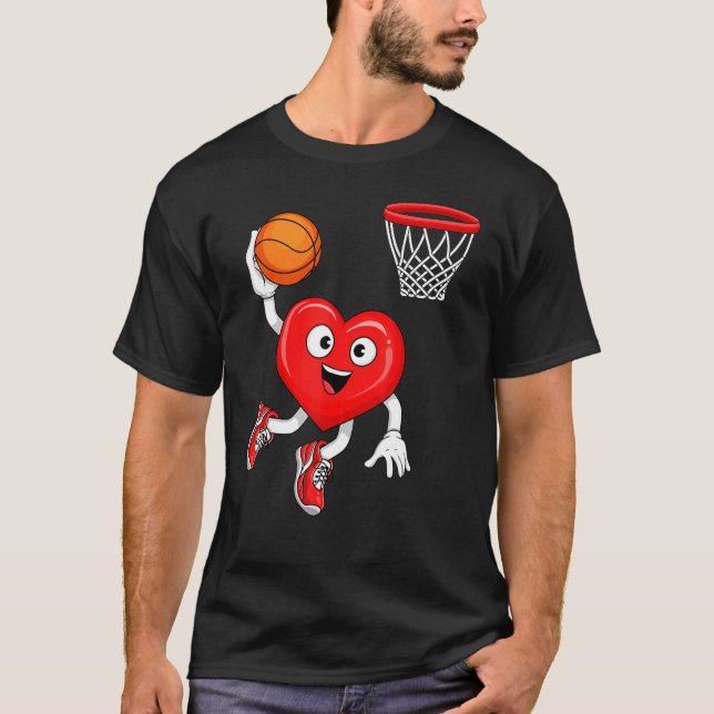 Valentines Day Heart Dunking Basketball Men Boys G T-Shirt (Front)
