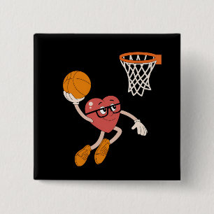 Valentine's Day Heart Dunking Cute Basketball 15 Cm Square Badge