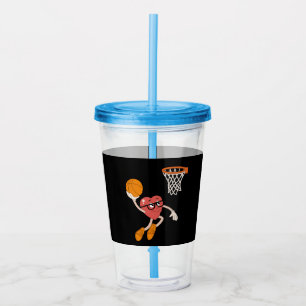 Valentine's Day Heart Dunking Cute Basketball Acrylic Tumbler