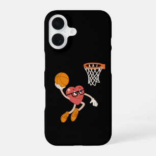 Valentine's Day Heart Dunking Cute Basketball iPhone 16 Case