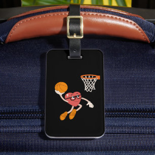 Valentine's Day Heart Dunking Cute Basketball Luggage Tag