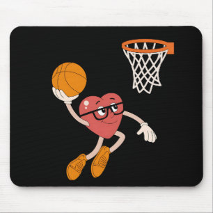 Valentine's Day Heart Dunking Cute Basketball Mouse Pad