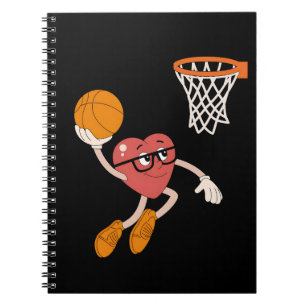 Valentine's Day Heart Dunking Cute Basketball Notebook