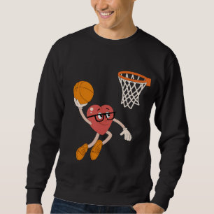 Valentine's Day Heart Dunking Cute Basketball Sweatshirt