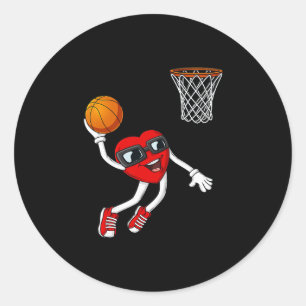 Valentines Day Heart Dunking Sketll Boys Girls Kid Classic Round Sticker