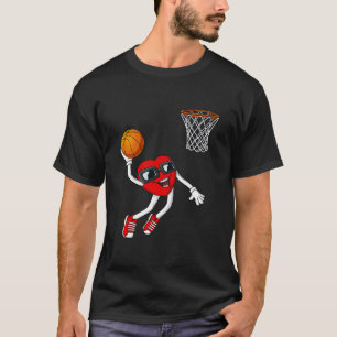 Valentines Day Heart Dunking Sketll Boys Girls Kid T-Shirt