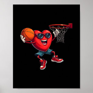 Valentines Day Heart Dunking Sketll For Boys Kids  Poster