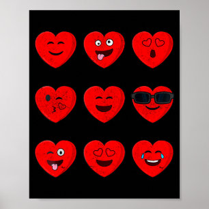 Valentines Day Heart Faces Emoticons Funny Women M Poster