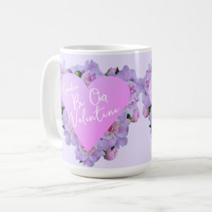 Valentine's Day Heart Flowers Purple Pink Elegant  Coffee Mug