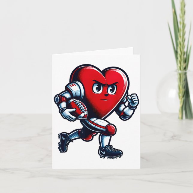 Valentines Day Heart Football Player Team Srts  Card (Front)
