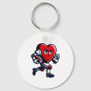 Valentines Day Heart Football Player Team Srts  Key Ring