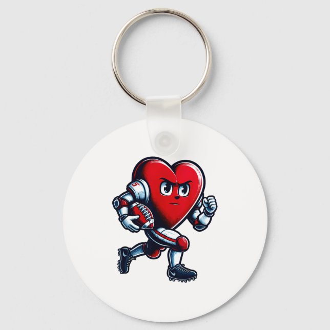 Valentines Day Heart Football Player Team Srts  Key Ring (Front)