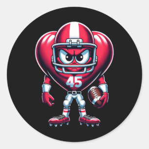 Valentine's Day Heart Football Team Player Sports Classic Round Sticker