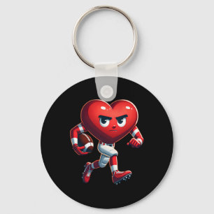 Valentine's Day Heart Footbyll Player Key Ring