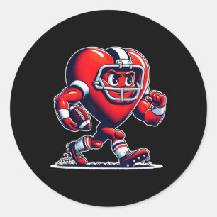 Valentine's Day Heart Footll Player Retro Style Classic Round Sticker