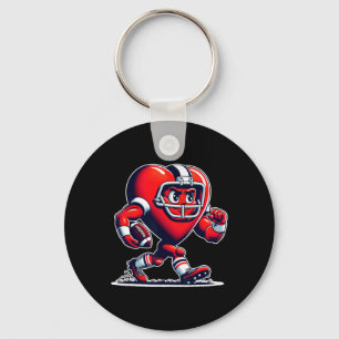 Valentine's Day Heart Footll Player Retro Style Key Ring