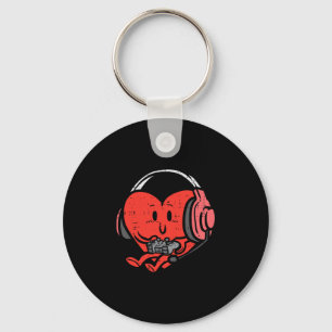Valentines Day Heart Gamer Gaming Men Boys Kids Yo Key Ring