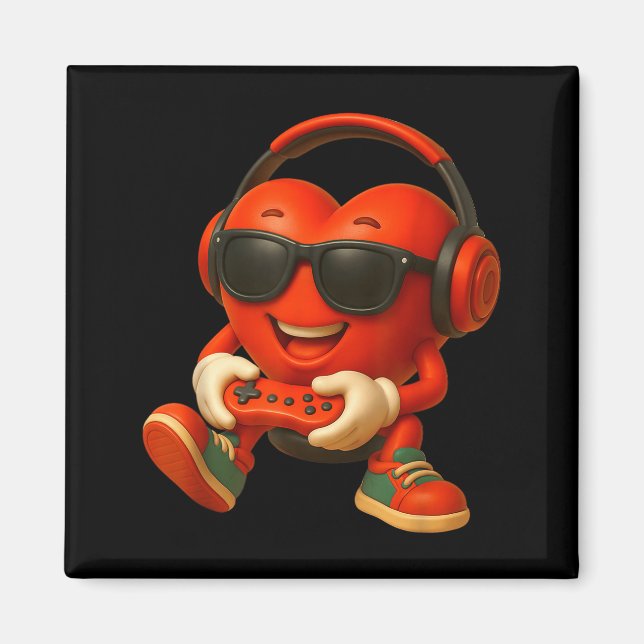Valentines Day Heart Gamer Video Gaming Boys Men K Magnet (Front)