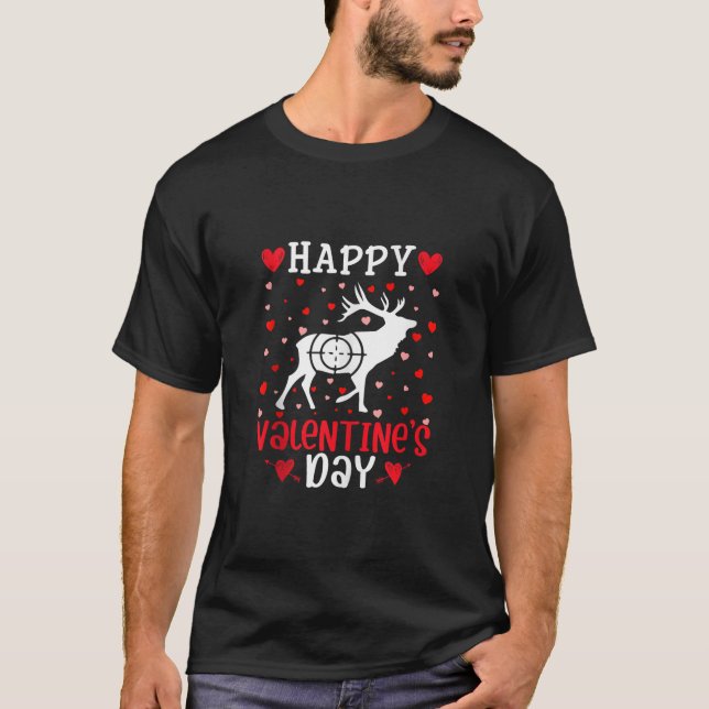 Valentines Day Heart Graphic Cute Hunting Lover Ta T-Shirt (Front)