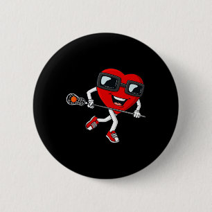 Valentines Day Heart Holding Lacrosse Stick Boys G 6 Cm Round Badge