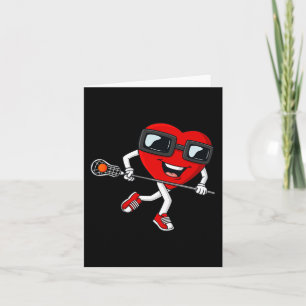 Valentines Day Heart Holding Lacrosse Stick Boys G Card