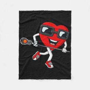 Valentines Day Heart Holding Lacrosse Stick Boys G Fleece Blanket