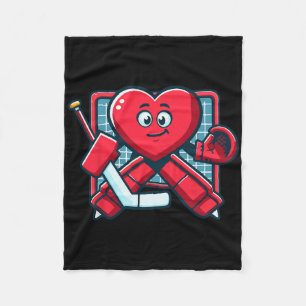 Valentine's Day Heart Ice Hockey Goalie Player Fleece Blanket
