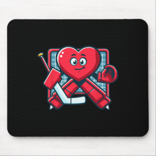 Valentine's Day Heart Ice Hockey Goalie Player Mouse Pad