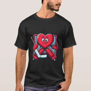 Valentine's Day Heart Ice Hockey Goalie Player T-Shirt