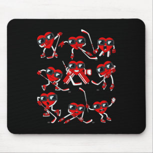 Valentines Day Heart Ice Hockey Player Fun Boys Ki Mouse Pad