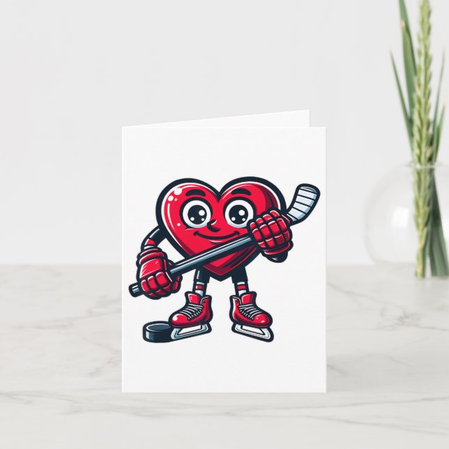 Valentine's Day Heart Ice Hockey Player Sports  Card (Front)