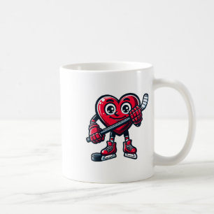 Valentine's Day Heart Ice Hockey Player Sports Coffee Mug