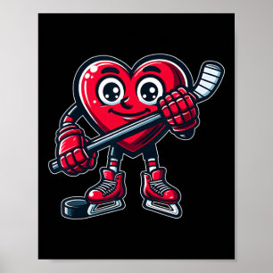 Valentine's Day Heart Ice Hockey Player Sports  Poster
