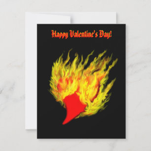 Valentine's Day - heart in flame Holiday Card