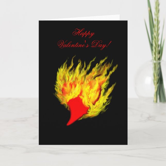 Valentine's Day  -  heart in flame Holiday Card (Front)