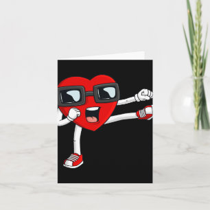 Valentines Day Heart Karate Kick Funny Boys Girls  Card