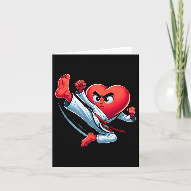 Valentine's Day Heart Karate Kick Mma Taekwondo Mu Card (Front)