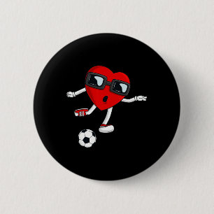 Valentines Day Heart Kicking A Soccer Ball Boys Gi 6 Cm Round Badge