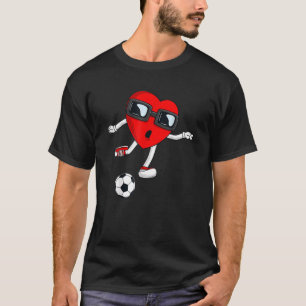 Valentines Day Heart Kicking A Soccer Ball Boys Gi T-Shirt