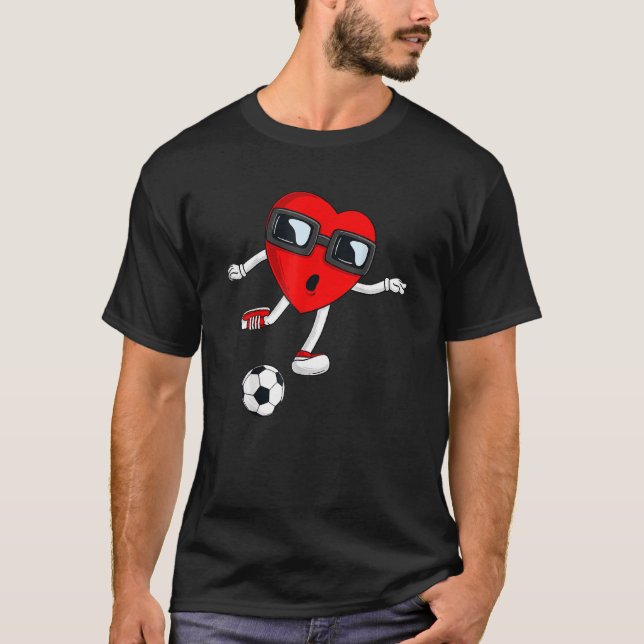 Valentines Day Heart Kicking A Soccer Ball Boys Gi T-Shirt (Front)