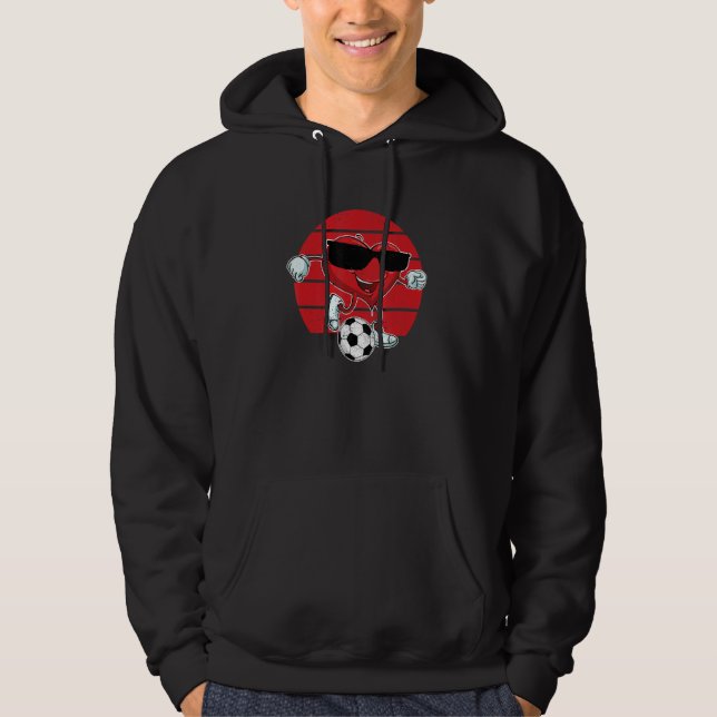 Valentine's Day Heart Kicking A Soccer Ball Cool   Hoodie (Front)