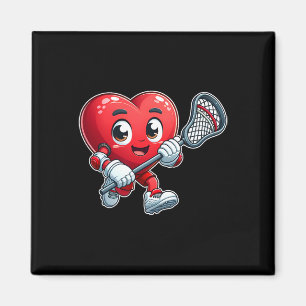 Valentine's Day Heart Lacrosse Team Player Sports Magnet