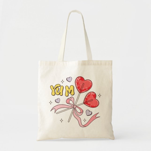 Valentine's Day Heart Lollipop Tote Bag (Front)